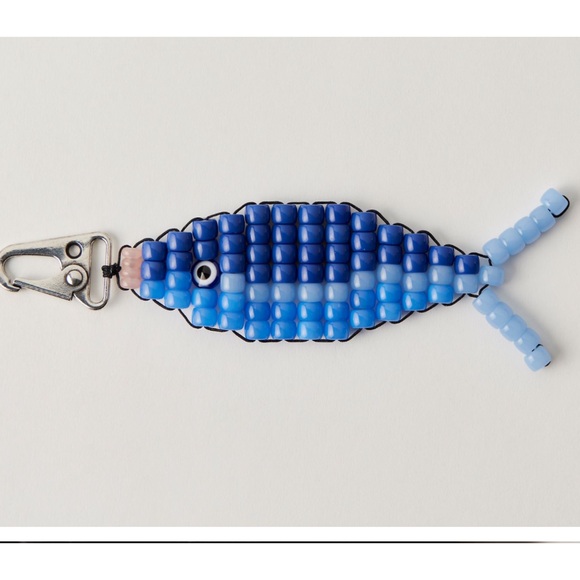 Free People Beaded Fish key chain Charm • Blue • NWT - Picture 1 of 1